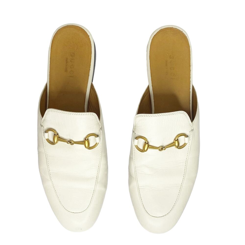 GUCCI Authentic Princetown mule gold white horse bit 8.5